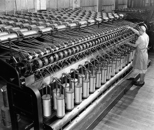 Spinning machines at the A.H. Rice Mill in the 1940s. Photo, courtesy of the Berkshire Historical Society