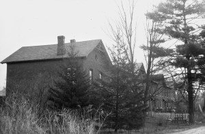 Row housing for Pontoosuc Woolen Mill.  Photo, 1980, courtesy of Berkshire Historical Society